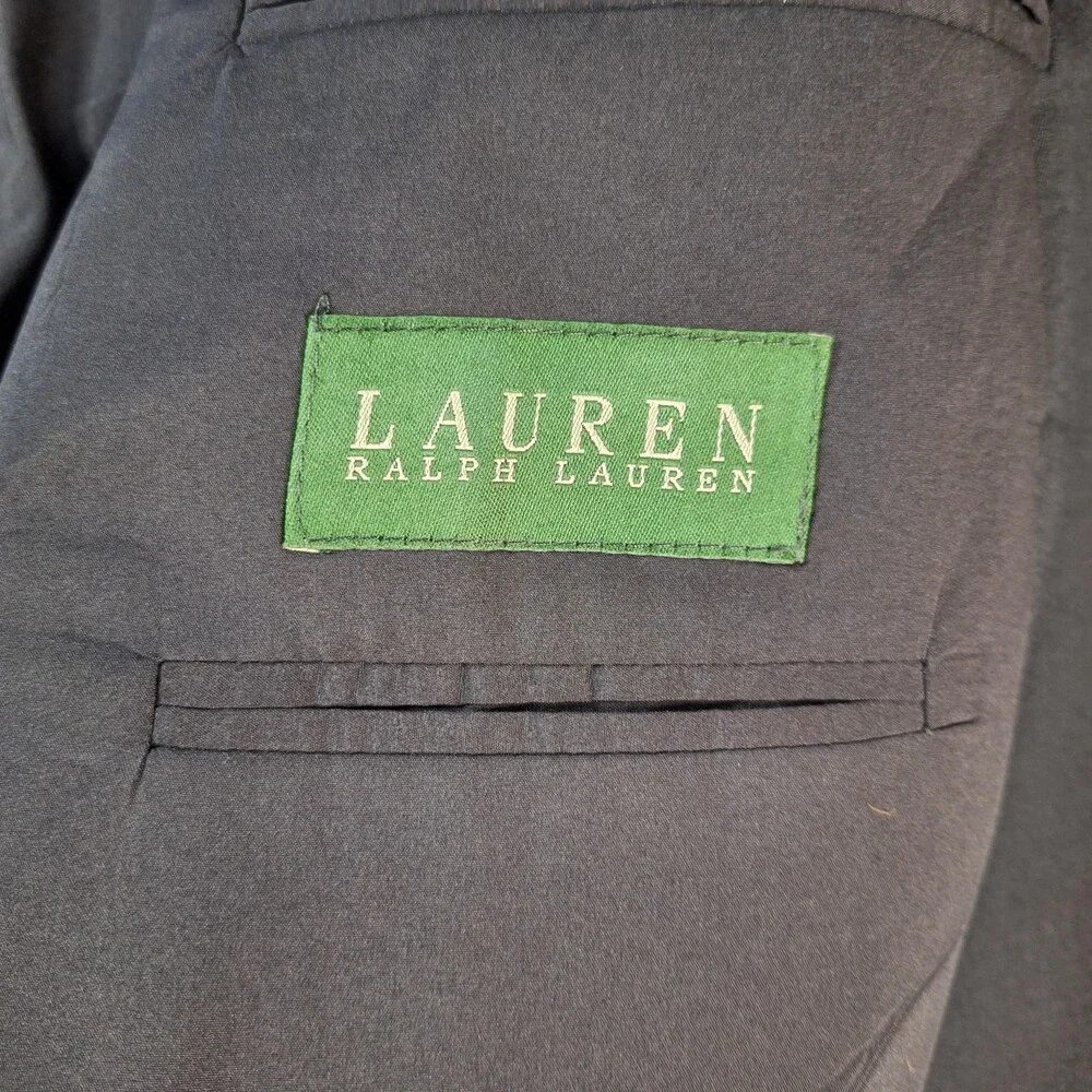 Lauren Ralph Lauren Suit Jacket Mens 50 Black Wool Single Vent 2 Button Formal